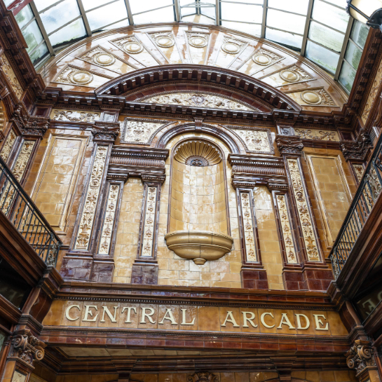 An interior shot of Newcastle's Central Arcade shopping destination