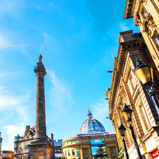 Grey's Monument and surrounding buildings in Newcastle